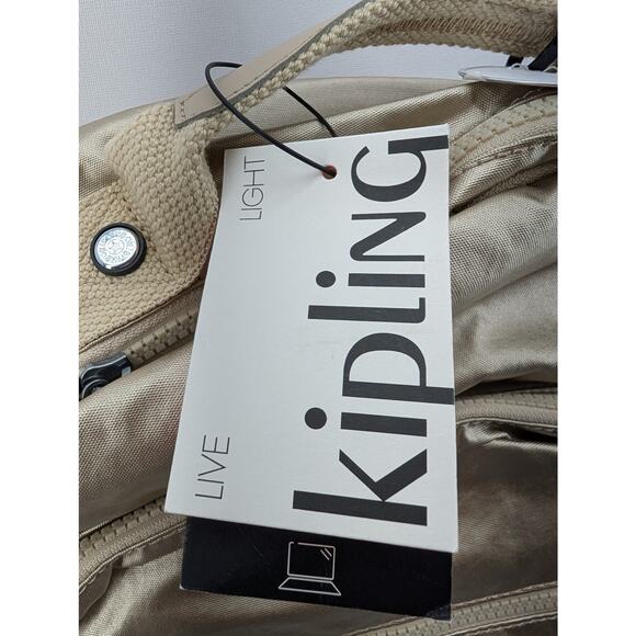 NWT Kipling Seoul Extra Large Metallic 17" Laptop Backpack in Starry Gold - Picture 7 of 10